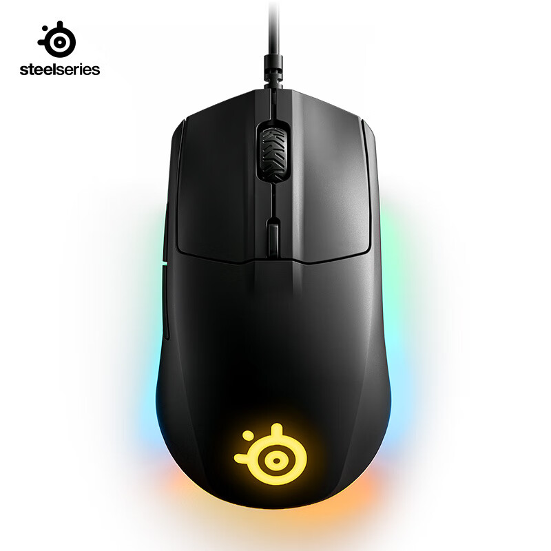 赛睿（SteelSeries）Rival 3鼠标 有线鼠标 游戏电竞鼠标 RGB灯效 轻量化人体工学鼠标 黑色