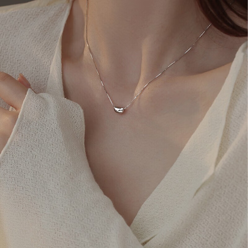 御狮航 S999足银豆豆相思情送女朋友老婆母亲闺蜜节日七夕生日礼物饰品 银豆豆项链-品牌礼盒 赠权威证书(克重约2g)