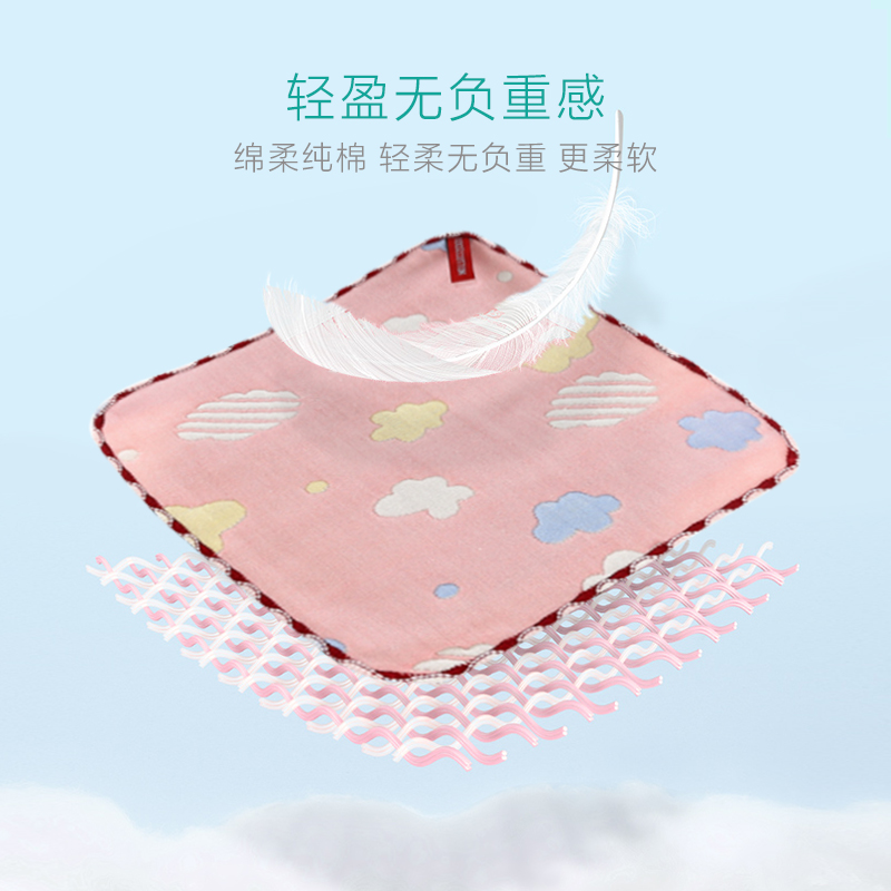 科迷熊（KOOMIBEAR)婴儿纱布口水巾宝宝洗脸毛巾儿童手帕小方巾 随机3条装