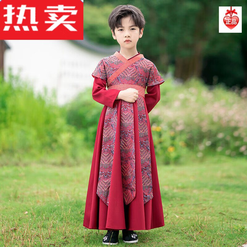 中国风唐装5-9-11岁男孩子可以穿的古装侠客公子少爷帅气演出服拜年服