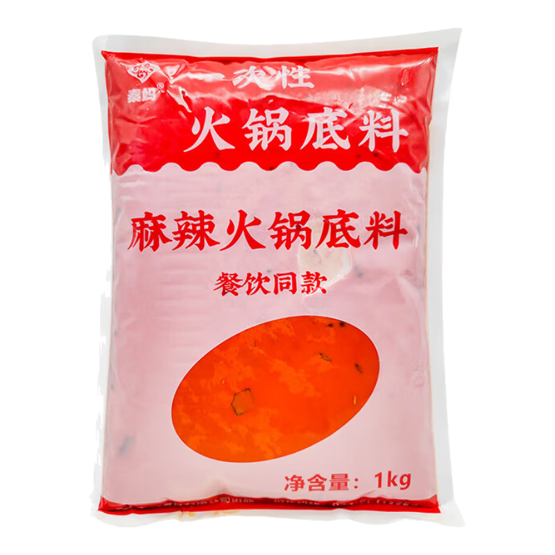 秦媽秦媽一次性火鍋底料1kg餐飲裝重慶麻辣火鍋麻辣燙串串香門(mén)店同款 【1kg*1袋】 麻辣火鍋底料