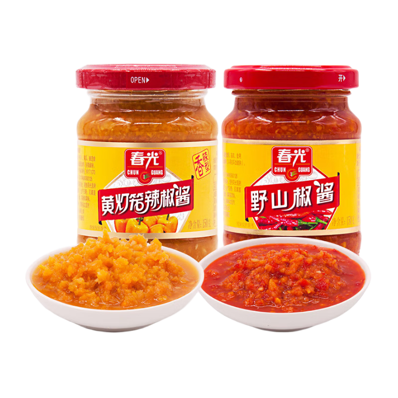 CHUNGUANG 春光 食品 海南特产 黄灯笼+野山椒0脂辣椒酱香辣型 150g*2 黄椒酱