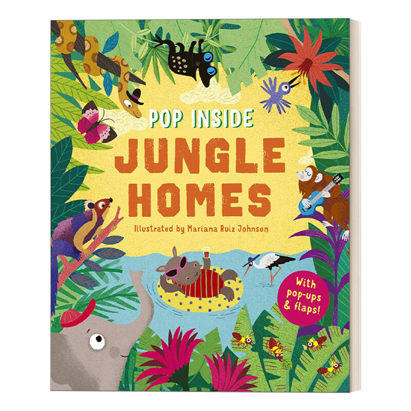 进口原版 pop inside: jungle homes 弹出式立体翻翻书 丛林之家 精装