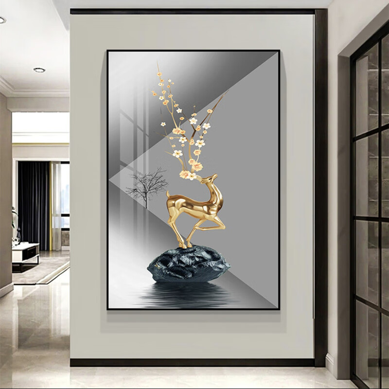 门装饰画 轻奢入户门玄关装饰画竖版客厅宾馆酒店风景走廊过 平步青云