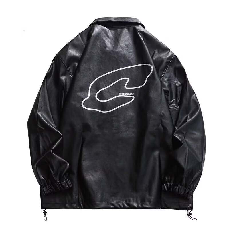 angelgonzales男士春夏季皮衣男机车宽松港风复古韩版潮流百搭帅气