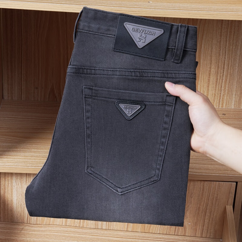 lmay梵王fan wang男装品雪茄灰牛仔裤男修身弹力长裤子弹力百搭春夏季