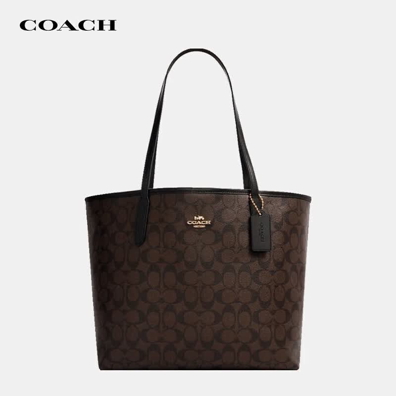 蔻驰（COACH）女士手提单肩包大号托特包深棕色5696品牌直供怎么看?