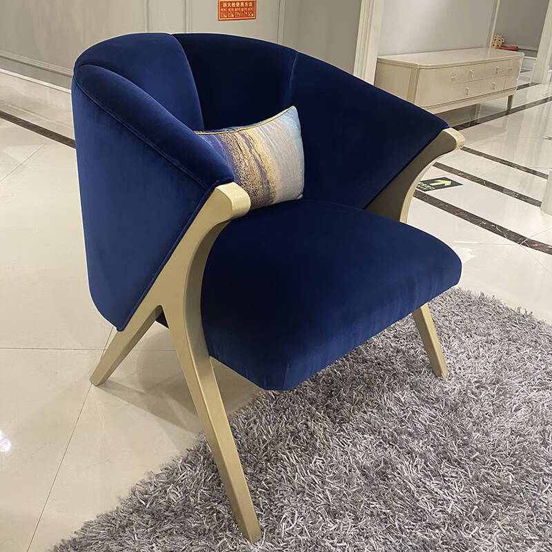 定制美式轻奢沙发组合现代简约大小户型别墅套房酒店客厅实木 单人位