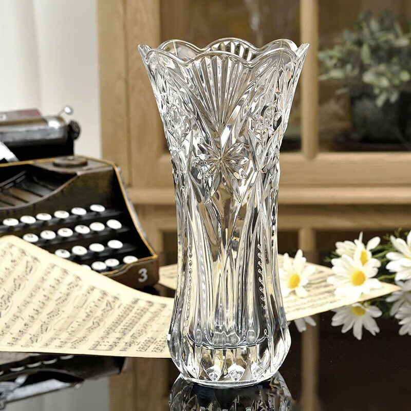 乐卡利欧式玻璃花瓶插花瓶客厅家居摆件富贵竹花器干花假花水培容器装饰 透明玻璃花瓶【25白菜】