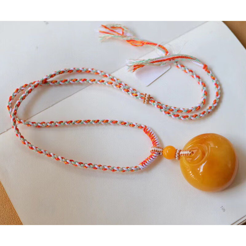 慈心缘 蜜蜡鸡油黄子母扣吊坠 满蜜琥珀挂件男女项链送生日礼物重24.