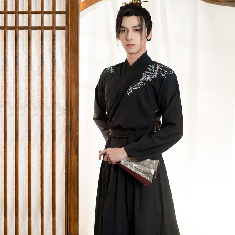 督型(duxing)古装古风唐制圆领袍绣花日常情侣装襦裙男生古装春秋班服