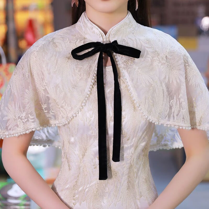 梦茜儿新品旗袍披肩旗袍外套司藤同款2022新款夏秋名媛时尚复古披肩女