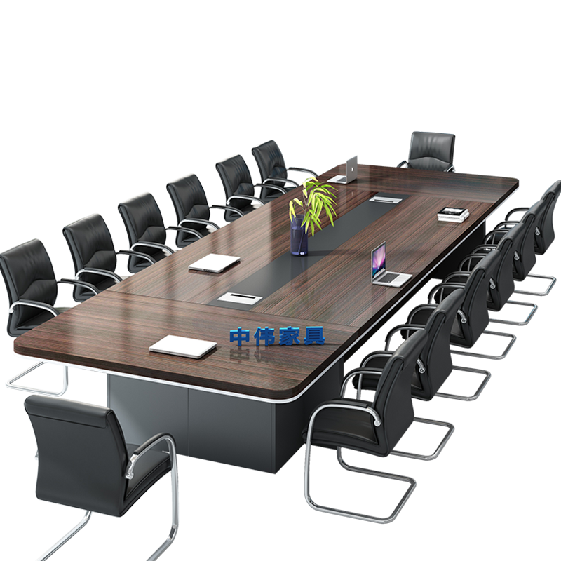 中伟会议桌长桌培训桌椅组合办公桌办公家具6米含18把椅子