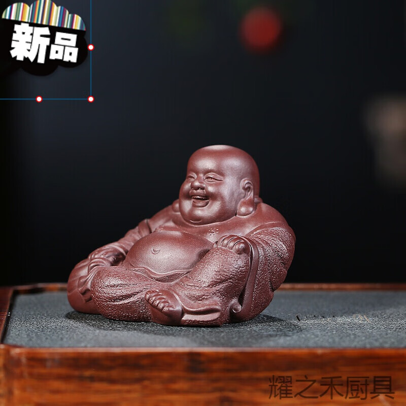 紫砂泥小和尚紫砂茶宠摆件小佛创意小和尚小沙弥禅意摆件佛像品配件