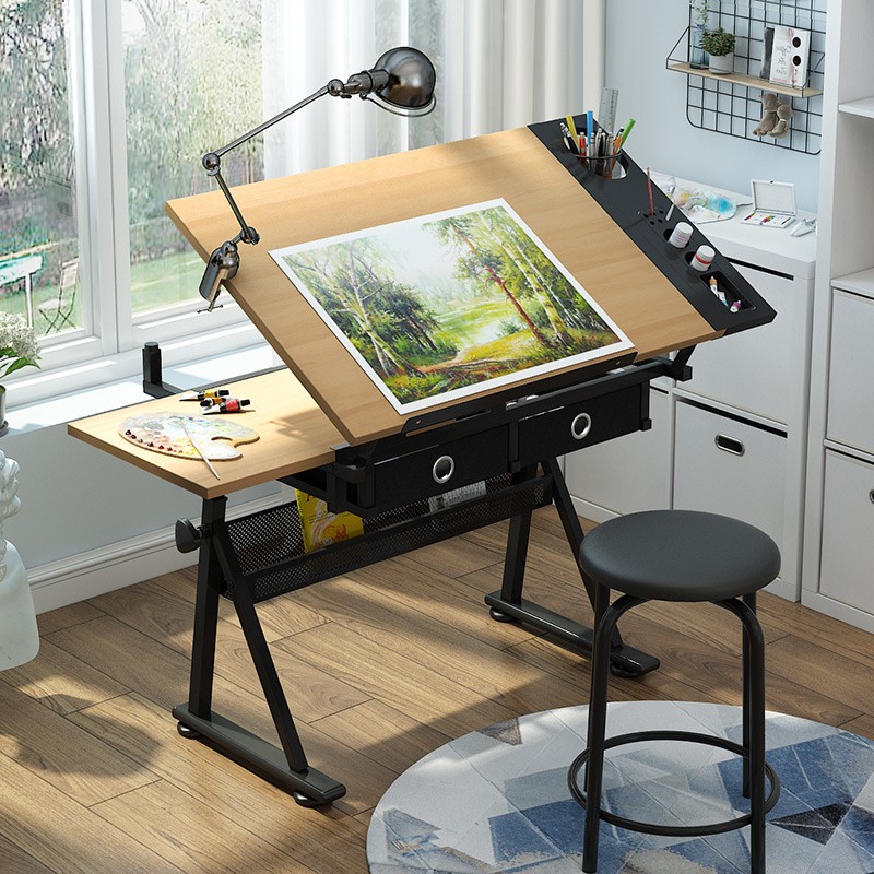 notebook实木中学生美术绘画桌画板画架画画绘图制图设计师画桌工作台
