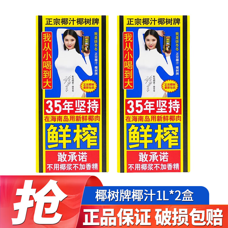 椰树牌椰子汁1.25L/1L饮料正宗椰奶植物蛋白饮料海南特产整箱 椰汁 1L*2盒