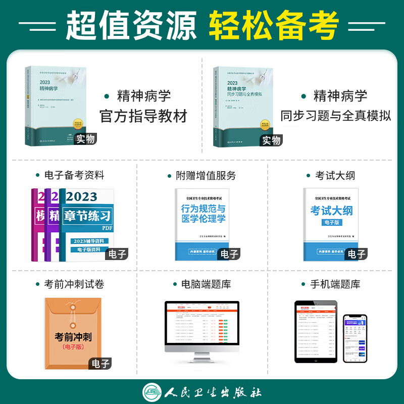 人卫版2023年精神科主治医师考试指导教材书同步习题集全套精神病学中级全国卫生专业技术资格考试用书练习题