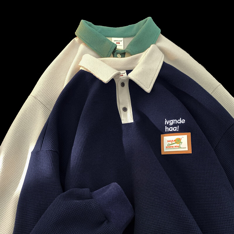 女华夫格宽松美式复古ins学院风新款运动休闲上衣服学生百搭ins外套