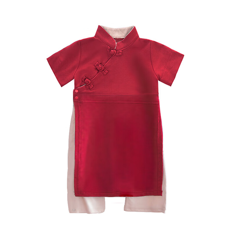 抓周礼抓周礼一周岁宴抓周礼服女宝宝唐装连体衣男童中国风中式汉服小红书同款 连体短袖-夏季款 90怎么看?