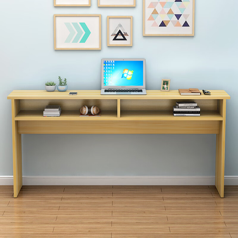 桌定制长条桌窄桌子简约现代长方形二层小桌子家用办公家 黄胡桃色 80