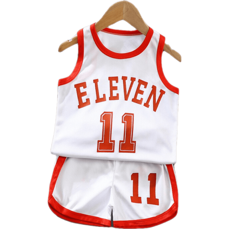 拍2件 儿童背心套装透气速干男女童夏季中大童两件套篮球足球服宝宝 白色11 110cm 39元（合19.5元/件)
