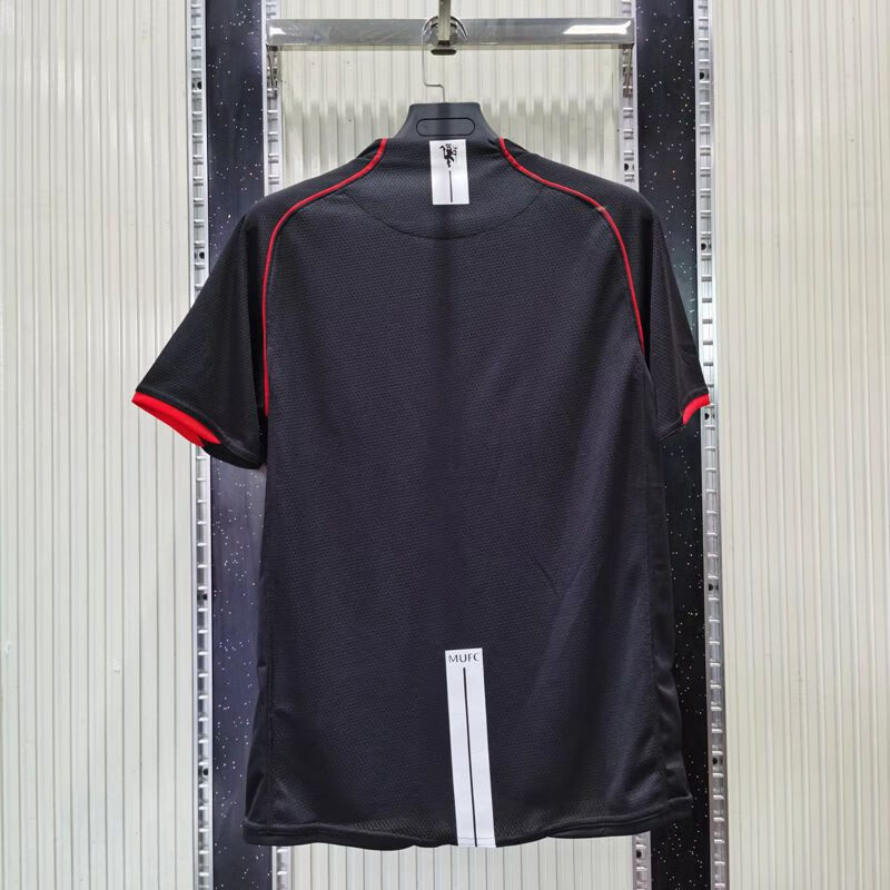 曼联球衣0708二客场黑色长短袖足球训练服球迷版7号c罗复古足球服