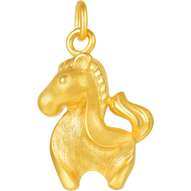 明牌珠寶黃金馬吊墜 足金炫彩生肖躍金小馬項墜禮物女AFC0946工費150 J 足金吊墜 約2.62克
