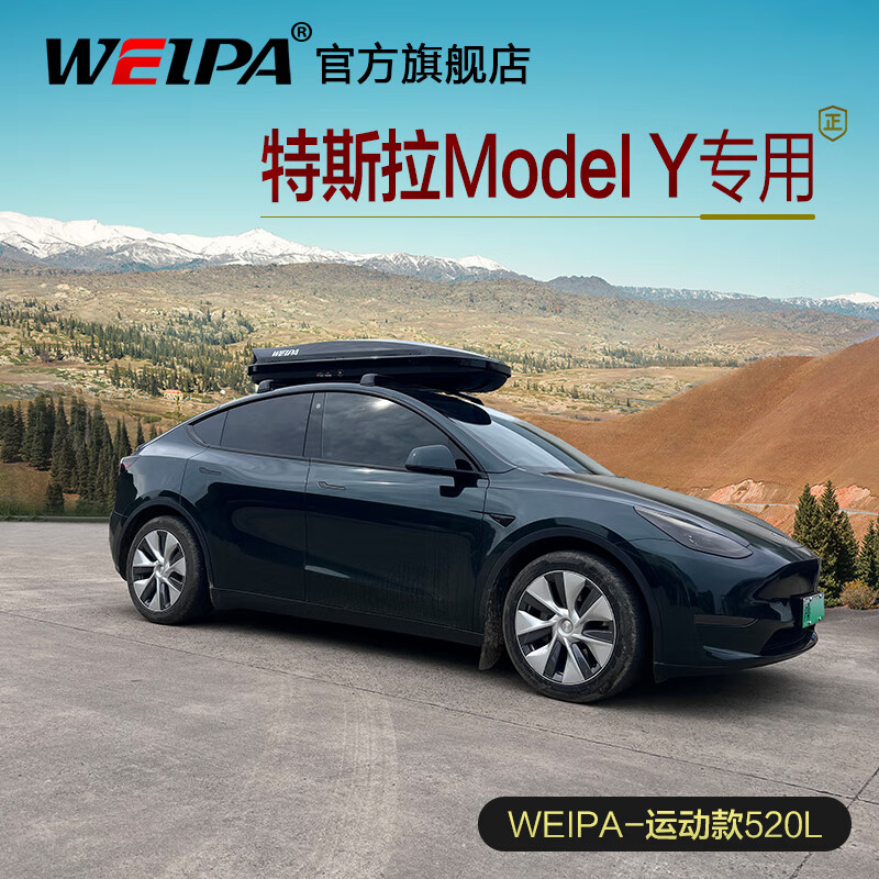 韦帕（WEIPA） 特斯拉Model Y车顶行李箱 毛豆 3车载旅行箱 行李架横杆专用改装 【Model Y】520L车顶箱+横杆