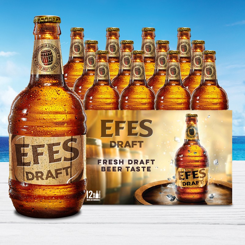 efes艾菲 (efes)纯生系列瓶装啤酒500ml*12 土耳其原瓶原装进口 褐色