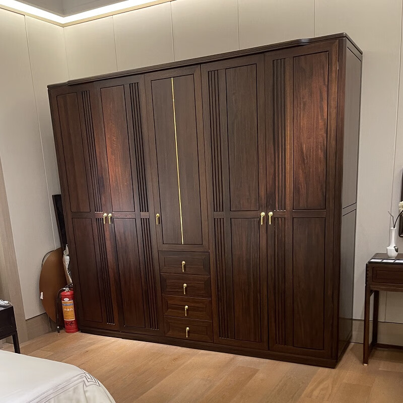 乌金木衣柜新中式实木衣柜家用卧室现代简约乌金木大容 款式一乌金木