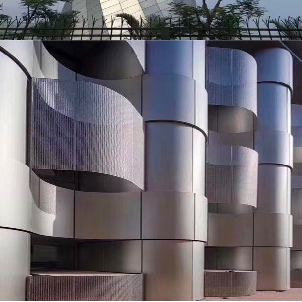 烤漆铝单板厂家直销高等酒店凹凸造型写字楼外墙弧形扭曲拱型 银色 2