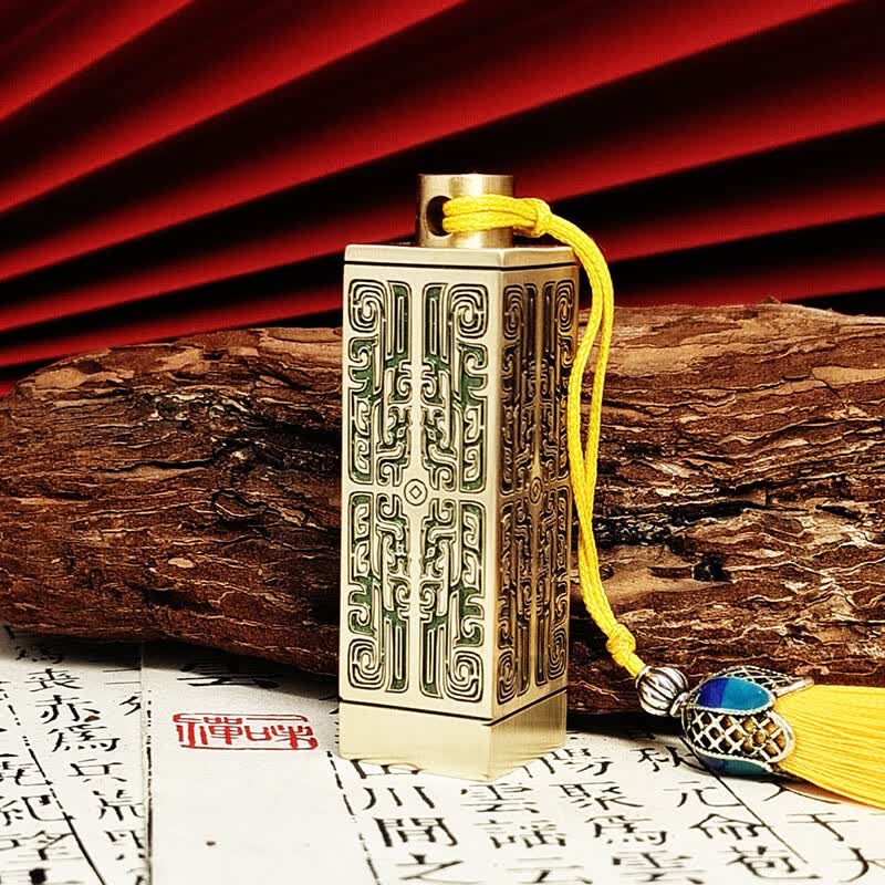 佳城梁印章定制中国风黄铜篆刻个人名字姓名硬笔书法书画古风藏书闲章成人礼企业定制伴手礼团建四龙戏珠 18*18*58mm四龙戏珠古绿色