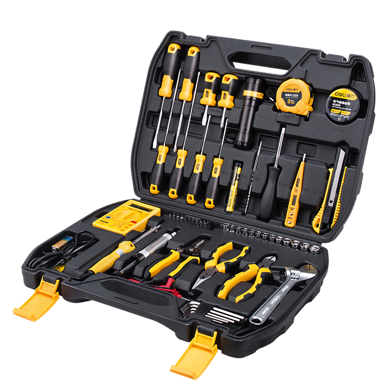 得力（deli）家用多功能五金工具箱套裝手動(dòng)工具組套電工汽車(chē)維修50件 DL1050