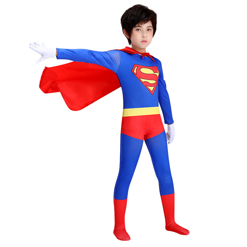 南糖三色超人衣服儿童万圣节儿童服装男童蒙面超人的衣服连体紧身衣