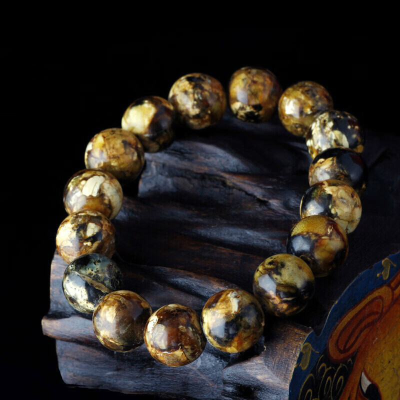 保真抚顺琥珀手串 天然翳珀首饰品 图片色 花珀13mm