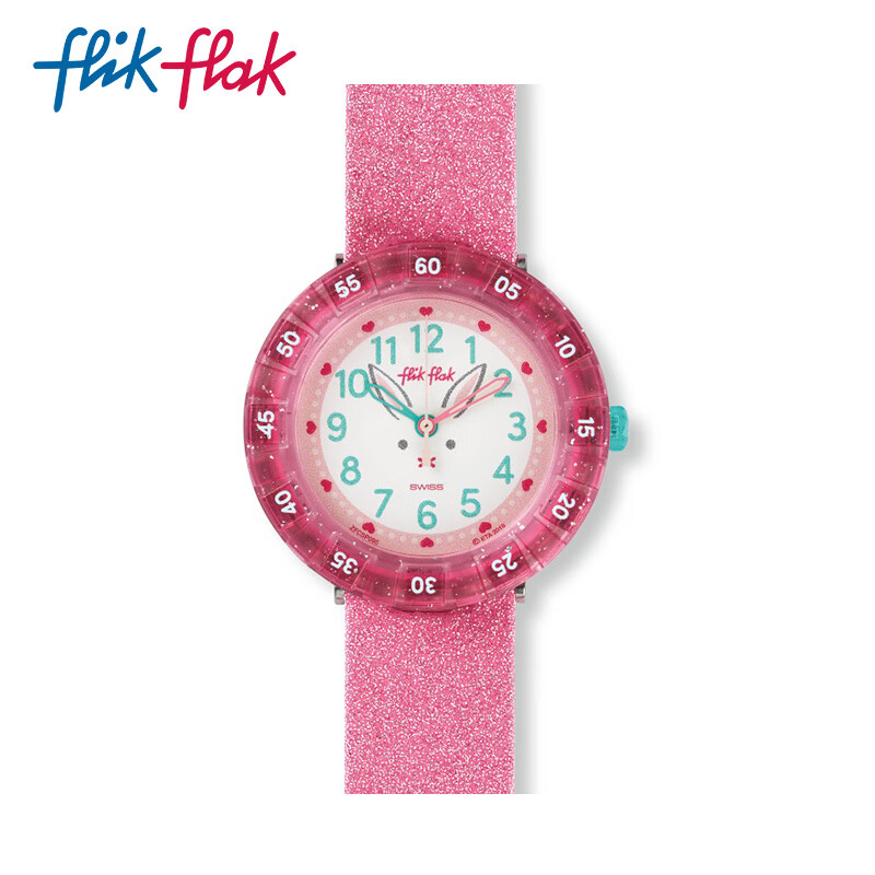 斯沃琪(swatch)flik flak(飞菲)儿童手表 花园冒险 亮粉萌兔 石英表zf