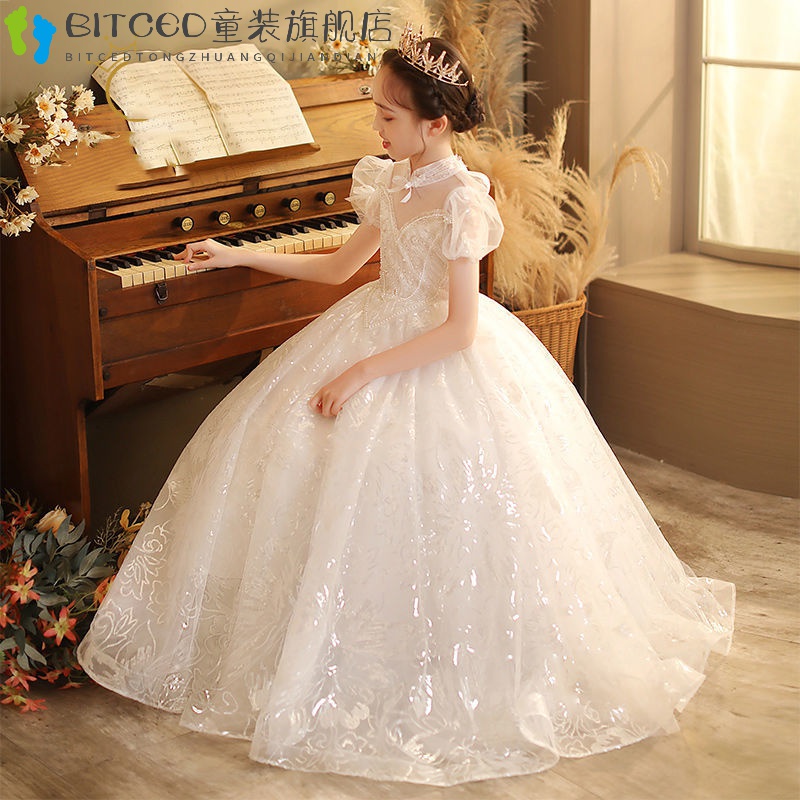 BICED钢琴演出服女童2022新款儿童主持人走秀晚礼服中大童高端花童婚礼小女孩生日公主裙t 白色长款 150 cm使用感如何?