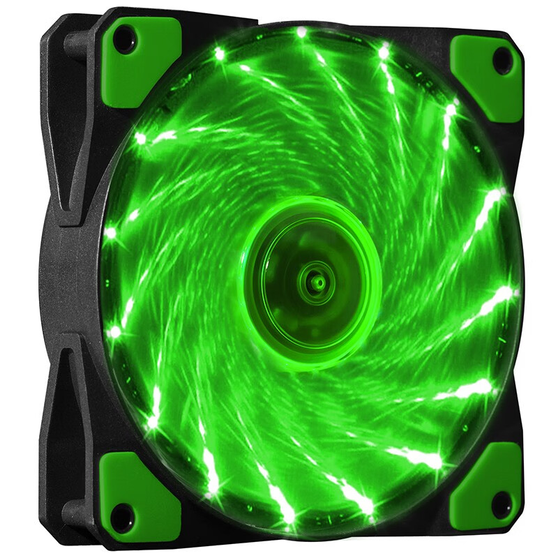 欧元素台式主机电脑机箱风扇12cm水冷散热极光RGB日食风扇led双光圈 15灯绿色