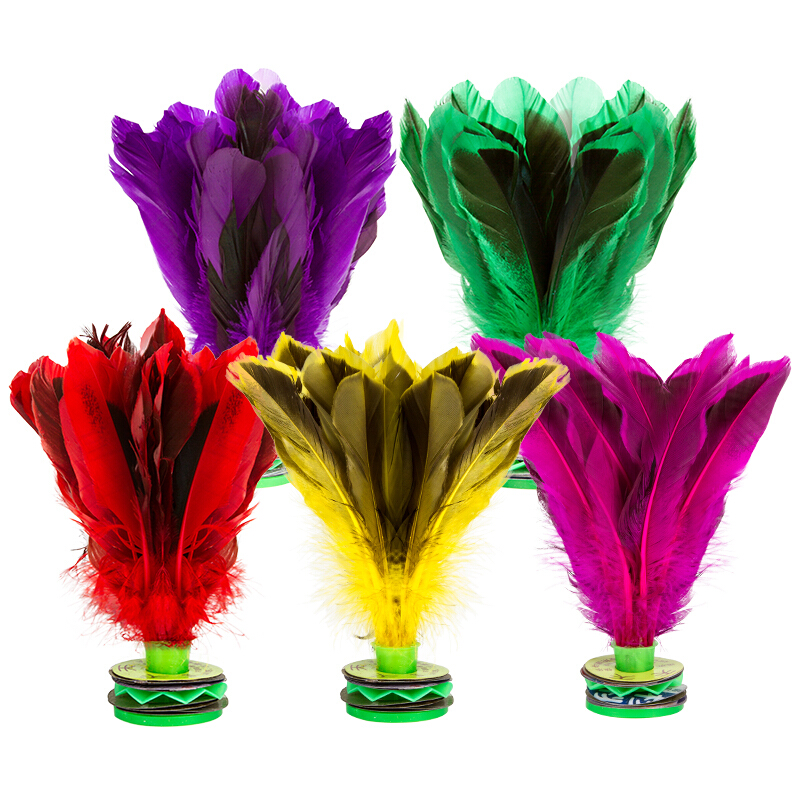 耐踢鸭毛毽子 大号彩色羽毛儿童比赛专用毽球牛筋底八彩8彩毽子 健身