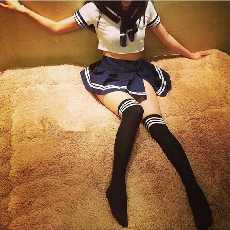 免脱诱惑角色扮演学姐职业装百褶裙清纯水手服女露腰jk高筒袜情趣丝袜