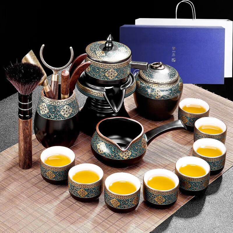 領(lǐng)藝 古韻懶人自動(dòng)功夫茶具套裝家用陶瓷防燙沖泡茶器套餐不帶茶盤(pán) 【禮盒裝】古韻自動(dòng)茶具 13頭