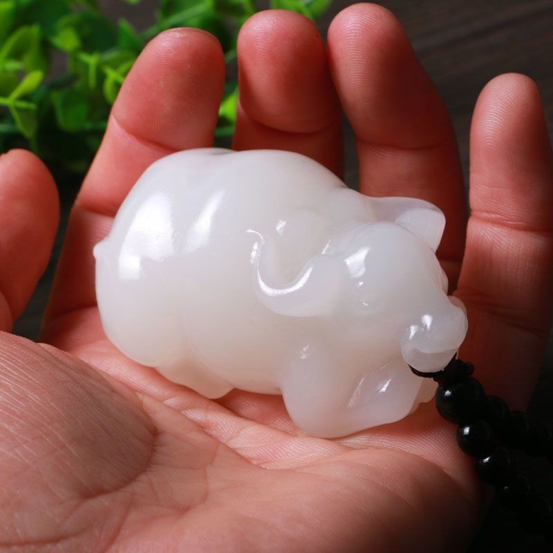 湦水饰阁  阿富汗玉碳酸盐质玉石生肖牛玉石手把件把玩件附证书