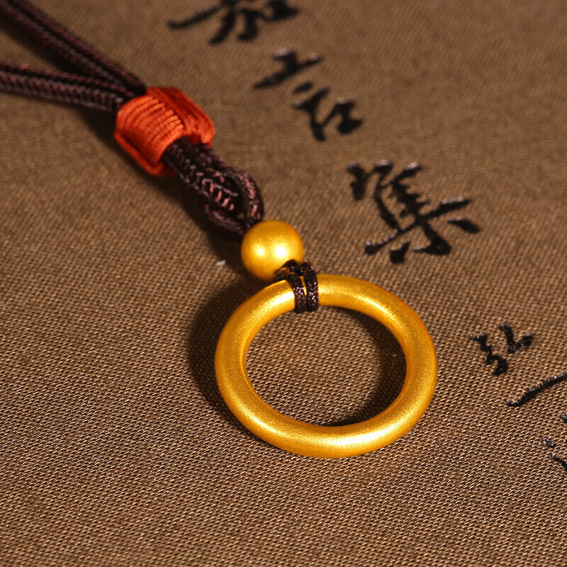 菜百首饰 黄金项链 寓意圆满古法编绳链牌 计价 约6.70克