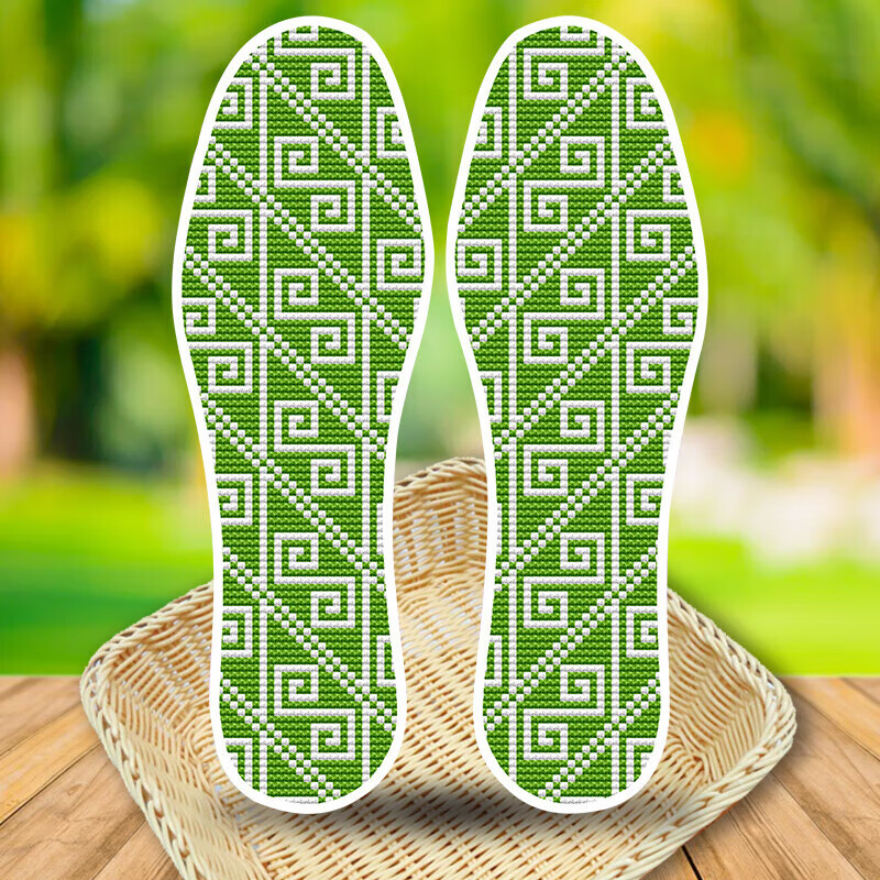 十字绣鞋垫手工刺绣带针带线满绣半成品不掉色,吸汗 军绿色 1830 35