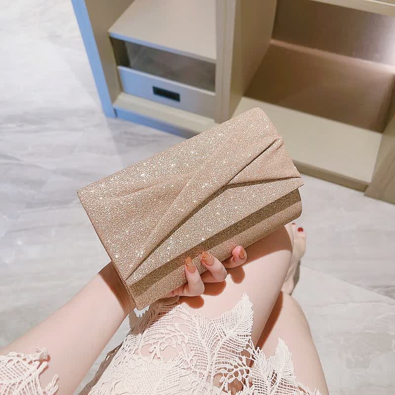 clolv kiss名媛晚宴手拿包宴会小包包交叉闪亮手提包搭配晚礼服的包