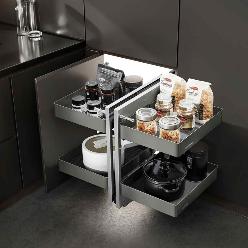 悍高希勒全开小怪物转角拉篮橱柜开门式双层置物厨房收纳