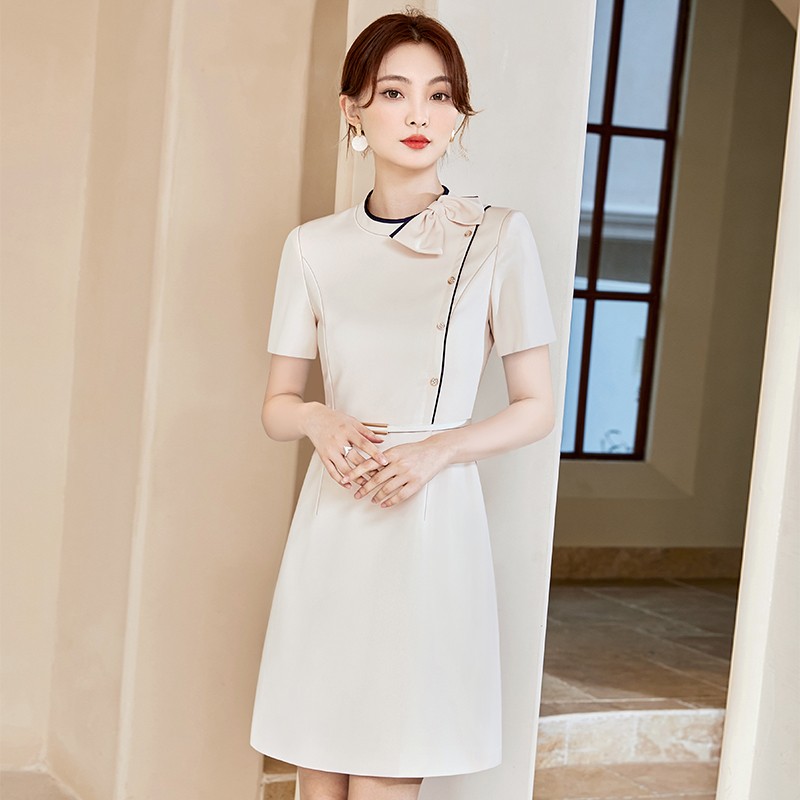 芭妃娅高级感职业连衣裙夏装气质女神范教师物业客服前台接待工作服工