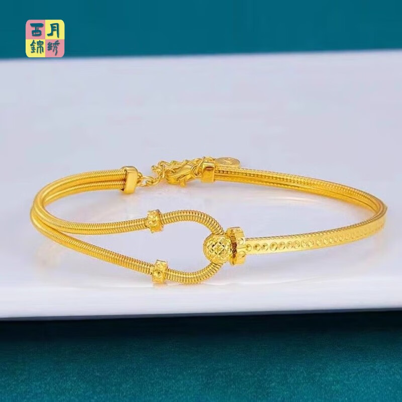 c形环环相扣手环黄铜镀金可调节ab链手饰 环环相扣弹簧马蹄扣手镯