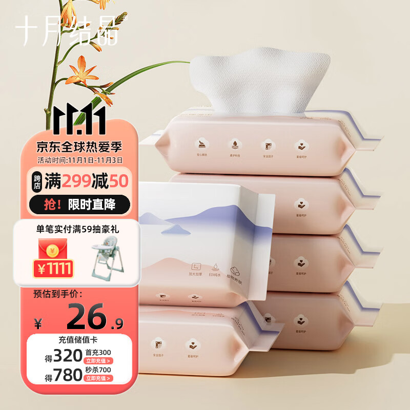 十月结晶成人女性孕妇产后生理期男女私处洁阴湿巾私处护理20抽*6包属于什么档次？