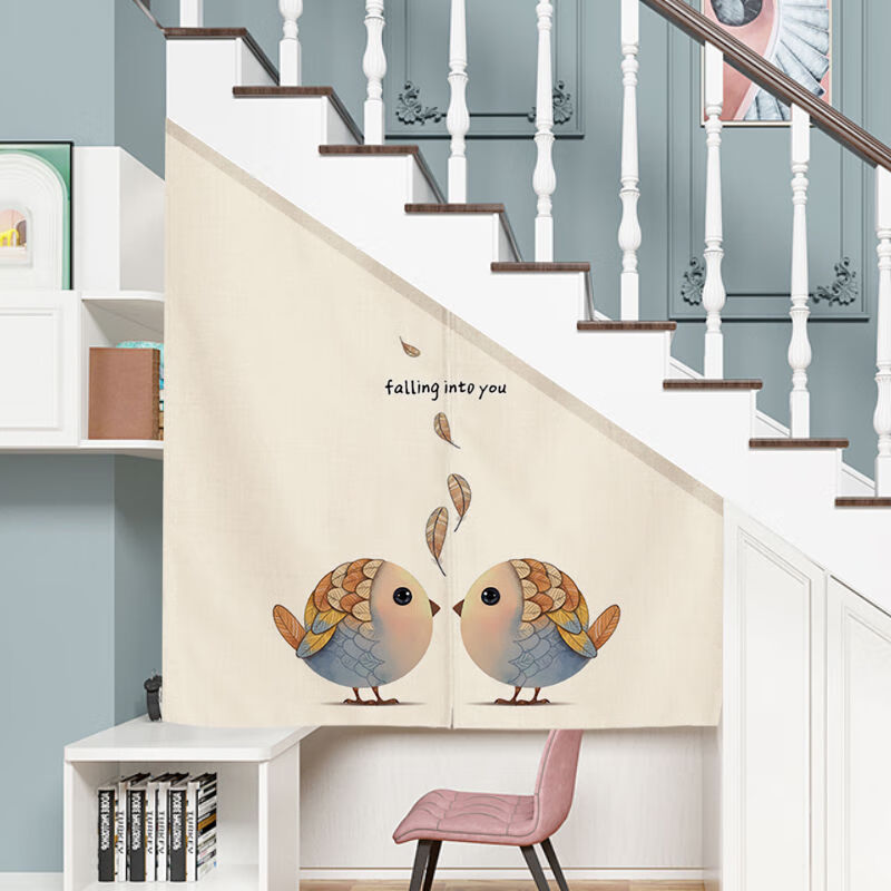 山头林村楼梯口遮挡帘门隔断底下侧面下空间装饰储物间杂物遮丑布